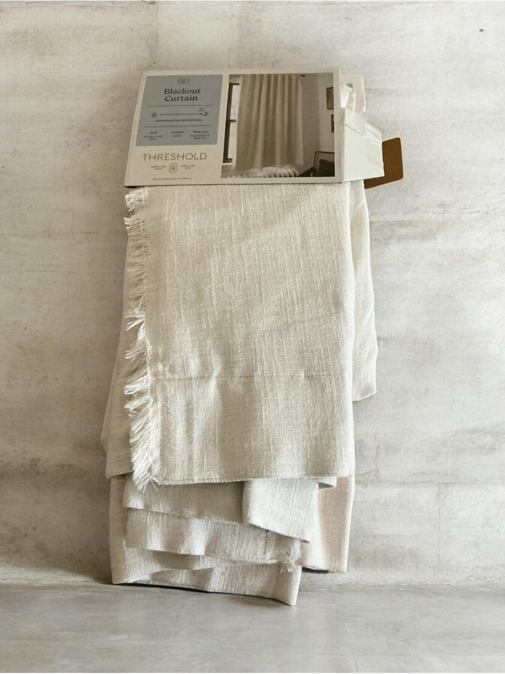 Threshold Cream Textured Fringe Curtain Panel